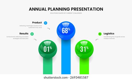 Ilustração Vetorial de Design de Apresentação de Inovação Educacional. Layout da Apresentação de Slides do Gráfico de Opções da Campanha do Projeto Três. Modelo de Slide Infográfico de 3 Etapas do Enterprise Planning.