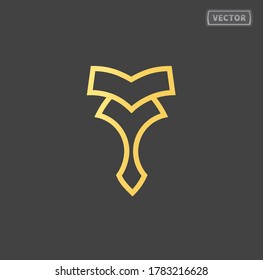 Educational institute luxury logo with clean golden line. Logo design creative geometric initial with letters Y.