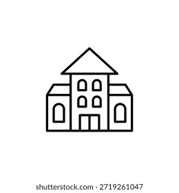 Educational Institution Building Line Art Vector Architectur