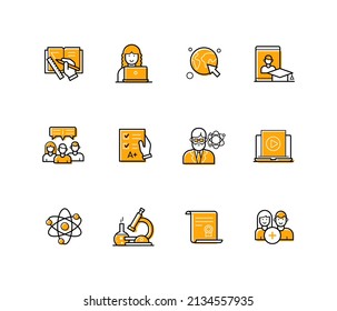 Educational institution - modern line design style icons set