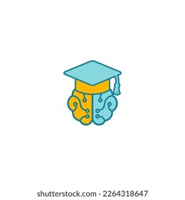 Educational and institutional logo design. bachelor hat combination brain logo.