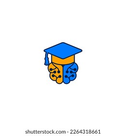 Educational and institutional logo design. bachelor hat combination brain logo.