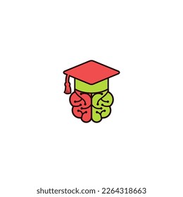 Educational and institutional logo design. bachelor hat combination brain logo.