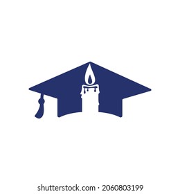Concepto de diseño de logotipo educativo e institucional. Tapa de graduación con diseño de icono de vela.	