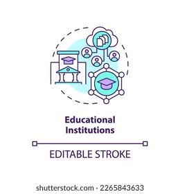 Educational institutions concept icon. Version control system end user industry abstract idea thin line illustration. Isolated outline drawing. Editable stroke. Arial, Myriad Pro-Bold fonts used