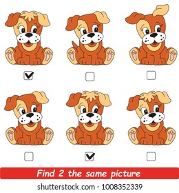 The Educational Kid Matching Game For Preschool Kids With Easy Gaming Level, The Task Is To Find Similar Objects, To Compare Items And Find Two Same Cute Dog Puppy