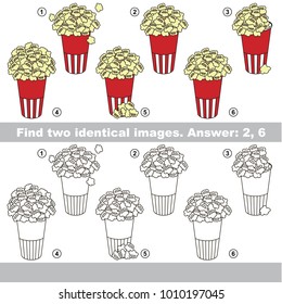 The educational kid matching game for preschool kids with easy gaming level, the task is to find similar objects, to compare items and find two same Popcorn Paper Glasses