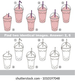 The educational kid matching game for preschool kids with easy gaming level, the task is to find similar objects, to compare items and find two same Pink Sweet Milkshake