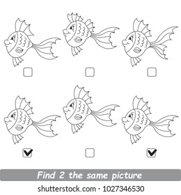 The Educational Kid Matching Game For Preschool Kids With Easy Gaming Level, The Task Is To Find Similar Objects, To Compare Items And Find Two Same Beautiful Fishes