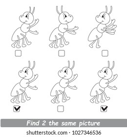 The Educational Kid Matching Game For Preschool Kids With Easy Gaming Level, The Task Is To Find Similar Objects, To Compare Items And Find Two Same Beautiful Ants