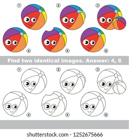 The educational kid matching game for preschool kids with easy gaming level, the task is to find similar objects, to compare items and find two same Rainbow Blow Air Ball