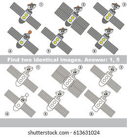 The educational kid matching game for preschool kids with easy gaming level, he task is to find similar objects, to compare items and find two same Funny Space Stations