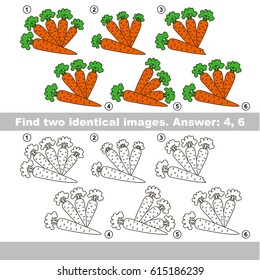 The Educational Kid Matching Game For Preschool Kids With Easy Gaming Level, He Task Is To Find Similar Objects, To Compare Items And Find Two Same Carrot