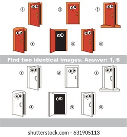 The educational kid matching game for preschool kids with easy gaming level, he task is to find similar objects, to compare items and find two same Doors