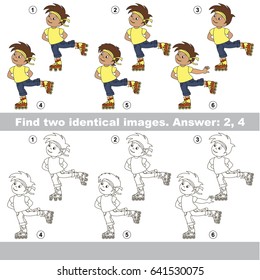 The educational kid matching game for preschool kids with easy gaming level, he task is to find similar objects, to compare items and find two same Roller Boys