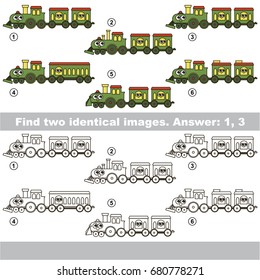 The educational kid matching game for preschool kids with easy gaming level, he task is to find similar objects, to compare items and find two same Trains