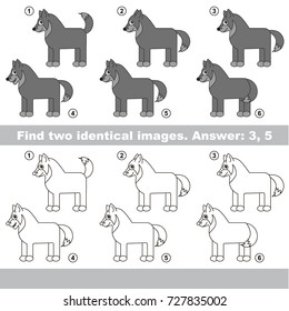 The educational kid matching game for preschool kids with easy gaming level, he task is to find similar objects, to compare items and find two same Wolves