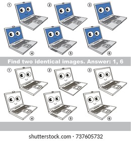 The educational kid matching game for preschool kids with easy gaming level, he task is to find similar objects, to compare items and find two same Funny Laptop