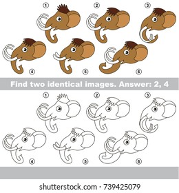 The educational kid matching game for preschool kids with easy gaming level, he task is to find similar objects, to compare items and find two same Mammoth Faces