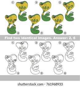 The educational kid matching game for preschool kids with easy gaming level, he task is to find similar objects, to compare items and find two same Snake