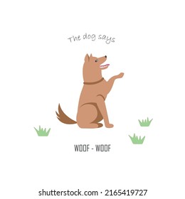 Educational kids illustration with a farm domestic animal Dog