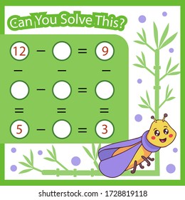 Educational kids riddle. Mathematical count game for children. Can You solve the task? Find right answer. Mathematics vector activity page with underving.