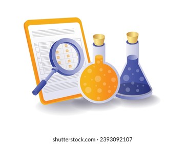 Educational laboratory experiment analysis infographic illustration concept