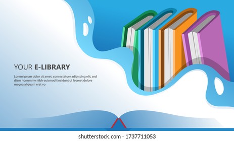 Educational landing page library illustration