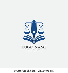 Educational law, judge, law, court, lawer, justice logo fully editable vector template