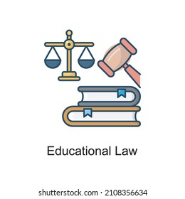 Educational Law vector Filled Outline Icon Design illustration. Educational Technology Symbol on White background EPS 10 File