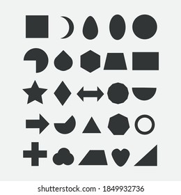 Educational learning the  black shapes set. Understanding of geometry poster for teaching and learning in school. Vector illustration.
