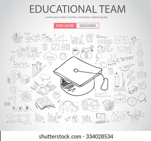 Educational and Learning concept with Doodle design style :teaching solution, studies, creative ideas. Modern style illustration for web banners, brochure and flyers.