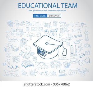 Educational and Learning concept with Doodle design style :teaching solution, studies, creative ideas. Modern style illustration for web banners, brochure and flyers.
