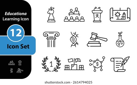 Educational learning liner icon of vector illustration on white background
