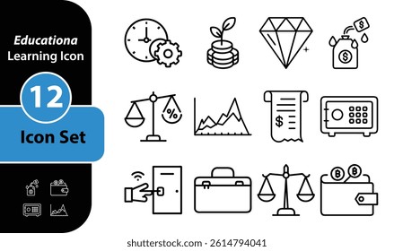 Educational learning liner icon of vector illustration on white background