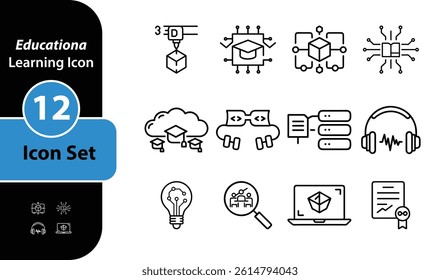 Educational learning liner icon of vector illustration on white background