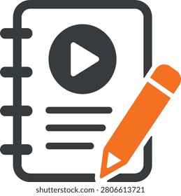 Educational lesson notebook icon with writing pencil homework notebook