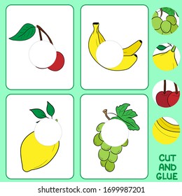 Educational logic game for children. Vector illustration. Fruit