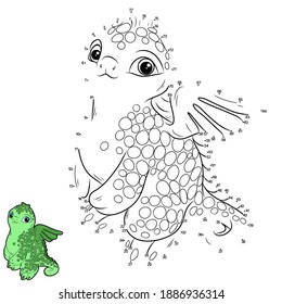 Educational logic game for children. Vector illustration. Connect the dots in order. Little Dragon