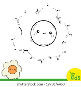 Educational logic game for children. Vector illustration. Connect dots by numbers. Scrambled eggs
