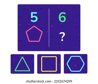 Educational logic game for kids. Development of logic iq. Visual intelligence, mind games. Geometric figure. Vector illustration.