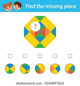 Educational logic puzzle game for children. Find what is hidden behind the element. IQ test. An activity for preschool children and toddlers. Worksheet