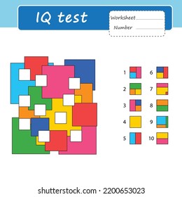 Educational logical game for kids. Connect the halves. IQ Test. Activity for presсhool years kids and toddlers. Worksheet activity. Vector illustration