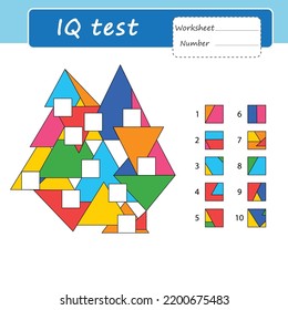 Educational logical game for kids. Connect the halves. IQ Test. Activity for presсhool years kids and toddlers. Worksheet activity. Vector illustration