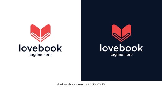 educational logo design, book combination with love