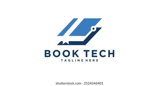 Diseño educativo del logotipo, libro, tecnología, circuito, Vector del diseño del logotipo, símbolo, idea, creativo.