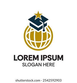 Educational Logo Design Featuring Globe and Graduation Hat with Star