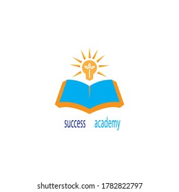 educational logo illustration, lights, books. color vector design template
