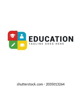Educational logo simple icon template. Simple logo education by depicting intelligence and insight.