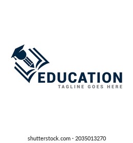 Plantilla de icono simple del logotipo educativo. Sencilla educación sobre el logotipo al representar inteligencia y perspicacia.